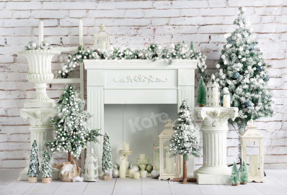 Kate Weihnachten Kamin Hintergrund Bäume Kerze von Emetselch - Kate Backdrop.de