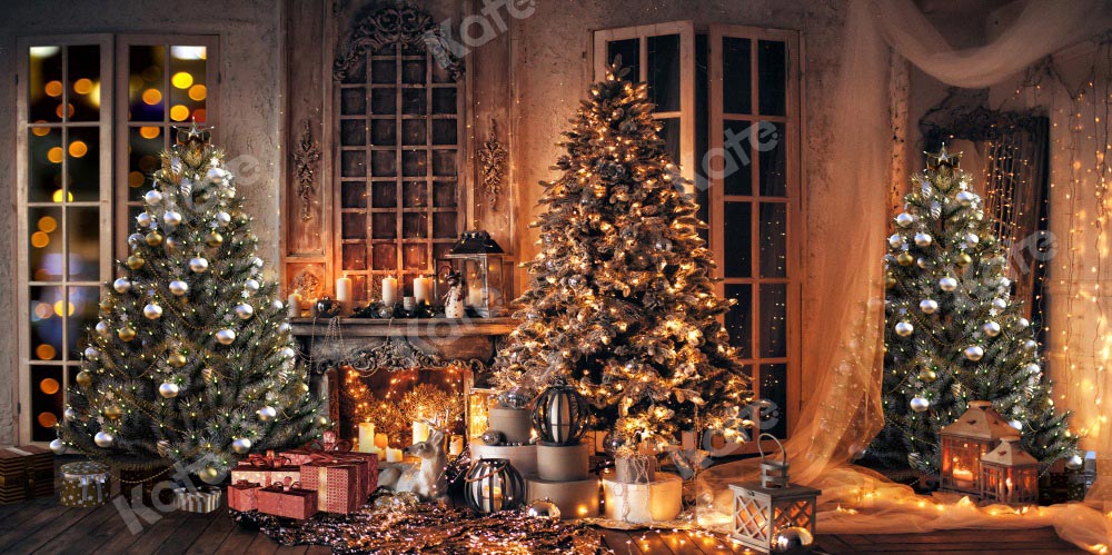 Kate Weihnachten Zimmer Hintergrund Bäume Kamin von Chain Photography - Kate Backdrop.de