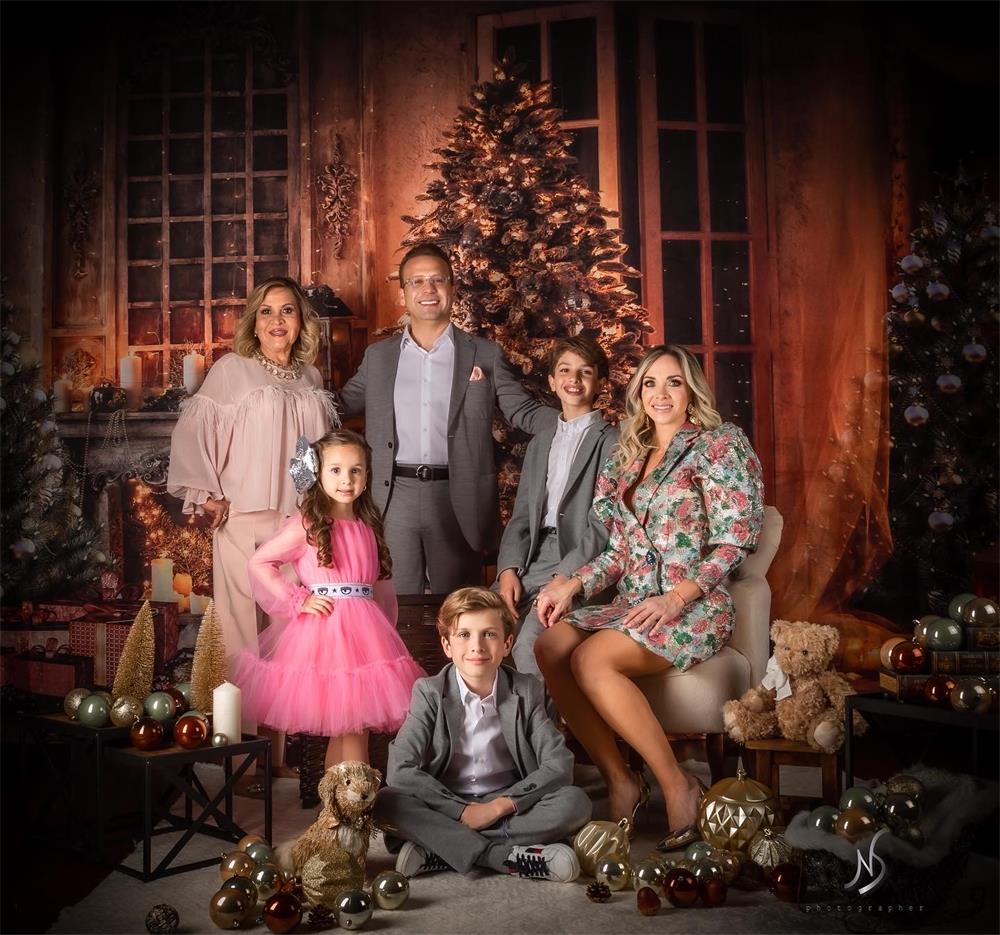 Kate Weihnachten Zimmer Hintergrund Bäume Kamin von Chain Photography - Kate Backdrop.de
