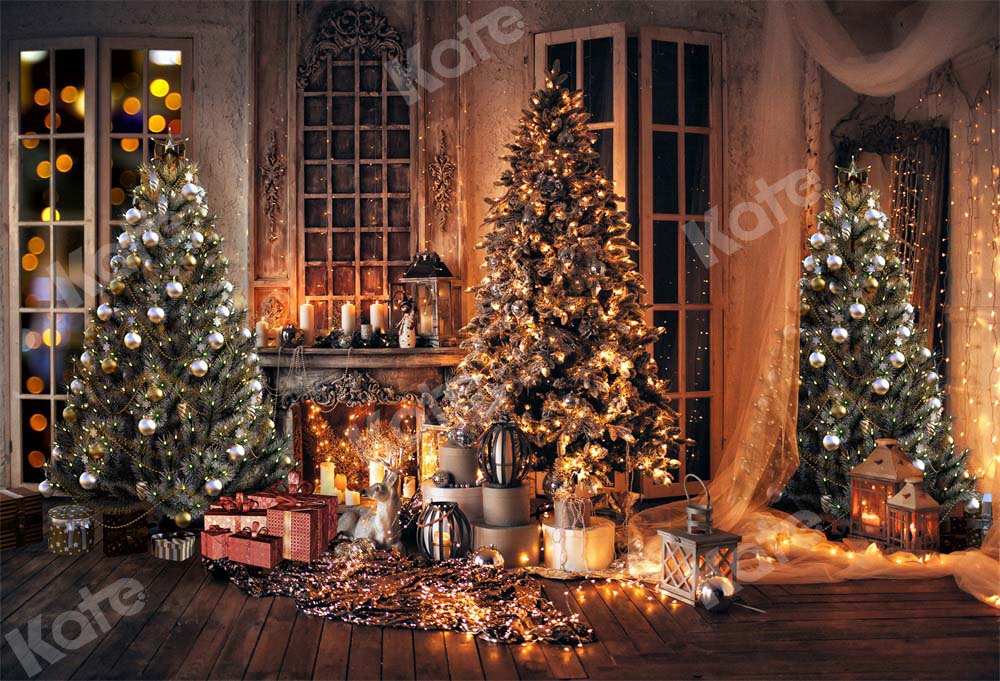 Kate Weihnachten Zimmer Hintergrund Bäume Kamin von Chain Photography - Kate Backdrop.de