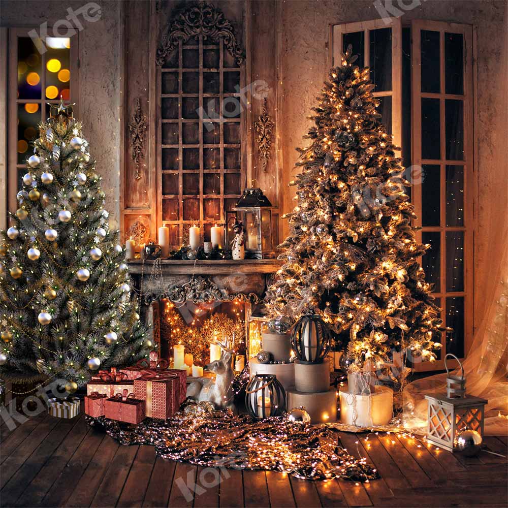 Kate Weihnachten Zimmer Hintergrund Bäume Kamin von Chain Photography - Kate Backdrop.de