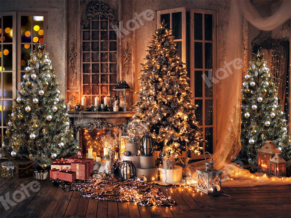 Kate Weihnachten Zimmer Hintergrund Bäume Kamin von Chain Photography - Kate Backdrop.de