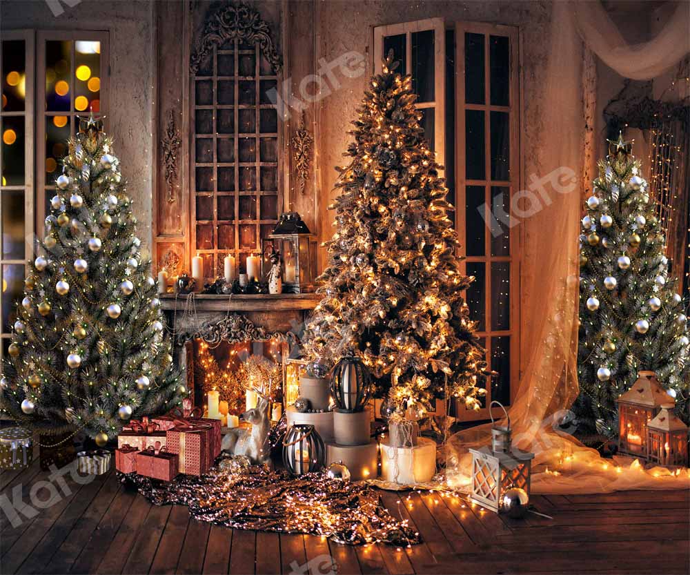 Kate Weihnachten Zimmer Hintergrund Bäume Kamin von Chain Photography - Kate Backdrop.de