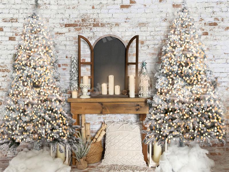 Kate Winter Hintergrund Weihnachten Bäume Kerze für Fotografie - Kate Backdrop.de