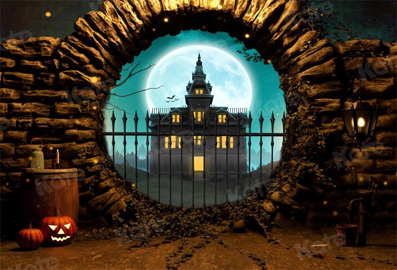 Kate Halloween Hintergrund Schloss Nacht für Fotografie - Kate Backdrop.de