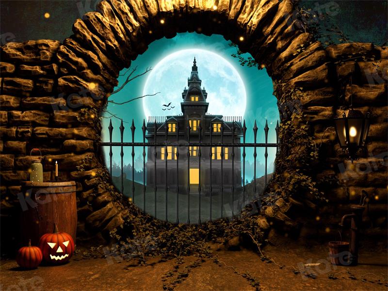 Kate Halloween Hintergrund Schloss Nacht für Fotografie - Kate Backdrop.de