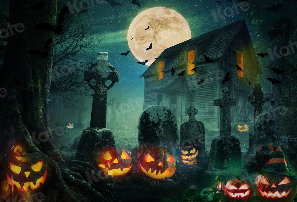 Kate Halloween Hintergrund Kürbis Haus für Fotografie - Kate Backdrop.de
