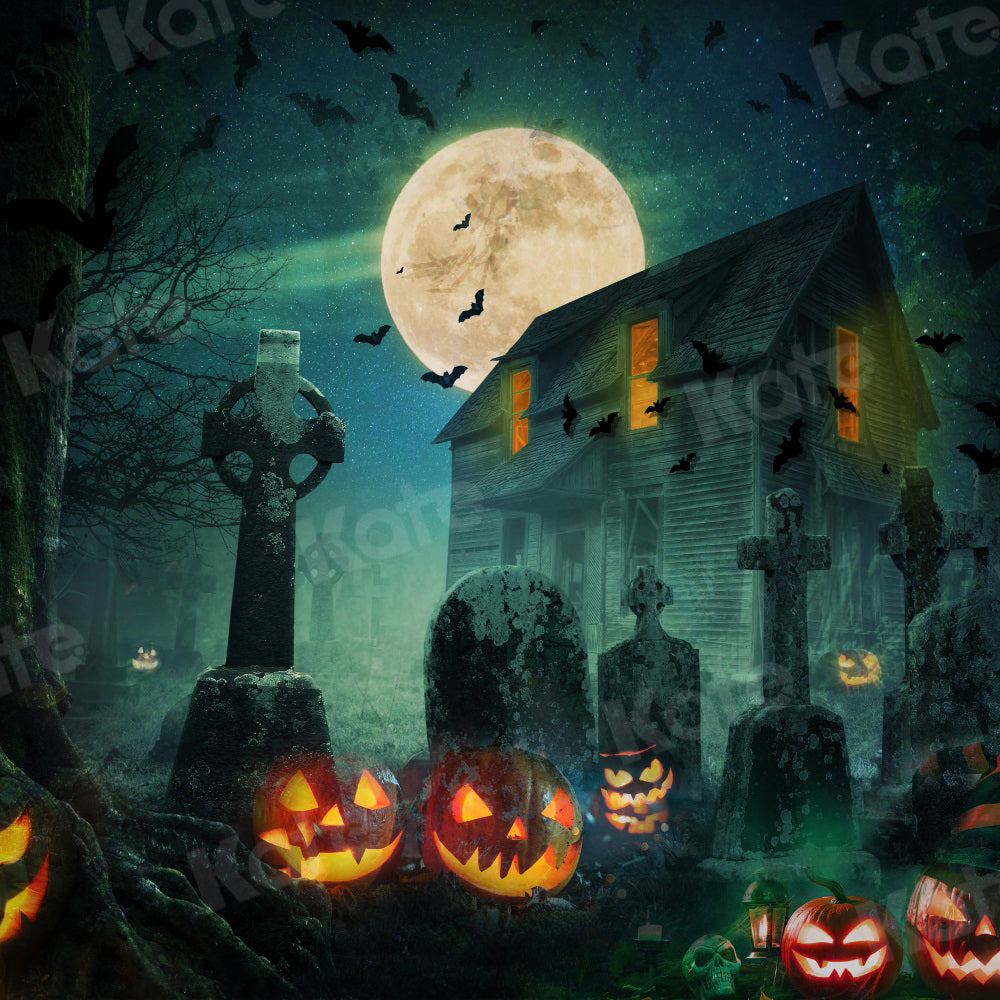 Kate Halloween Hintergrund Kürbis Haus für Fotografie - Kate Backdrop.de