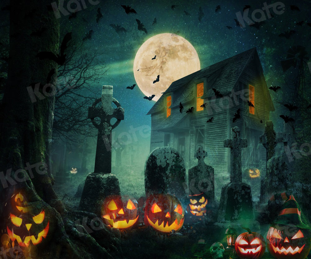 Kate Halloween Hintergrund Kürbis Haus für Fotografie - Kate Backdrop.de