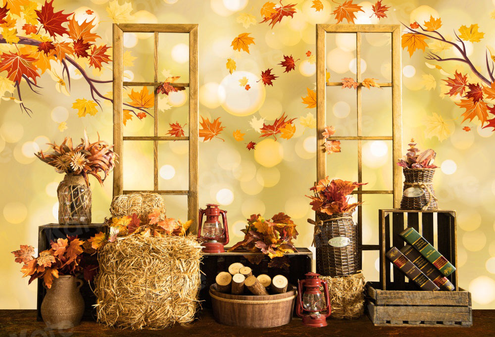 Kate Herbst Hintergrund Bokeh Blätter für Fotografie - Kate Backdrop.de