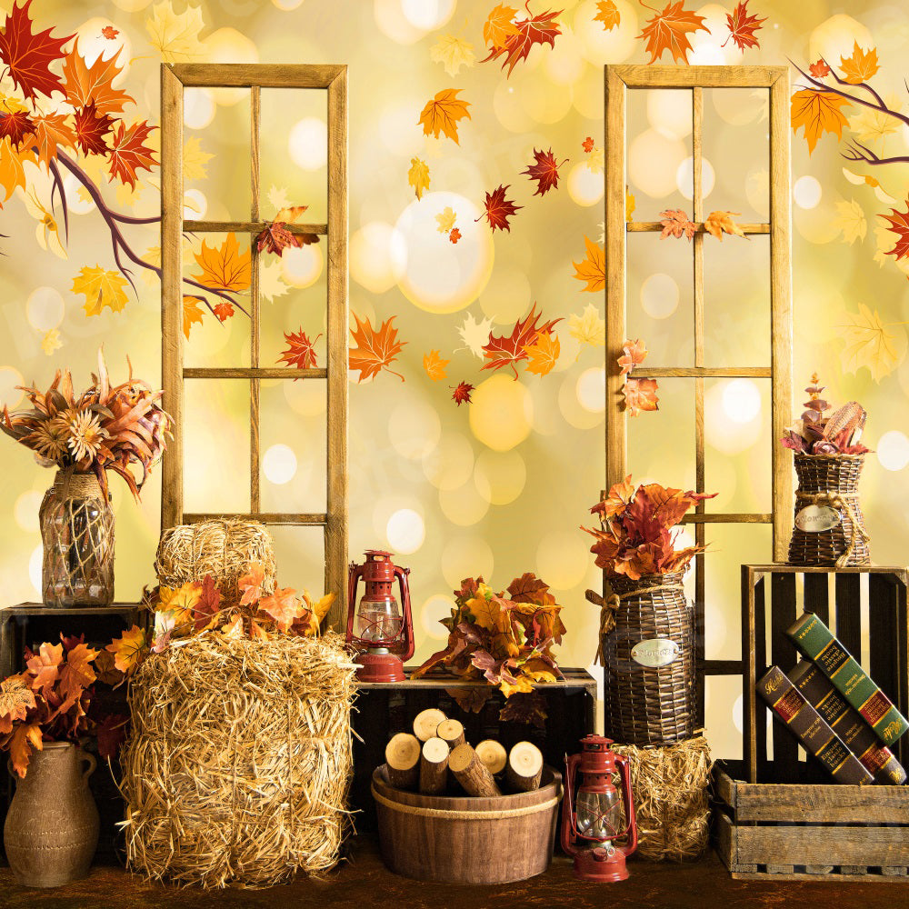 Kate Herbst Hintergrund Bokeh Blätter für Fotografie - Kate Backdrop.de