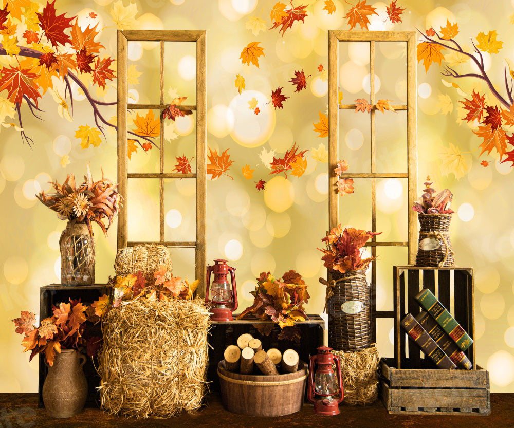 Kate Herbst Hintergrund Bokeh Blätter für Fotografie - Kate Backdrop.de