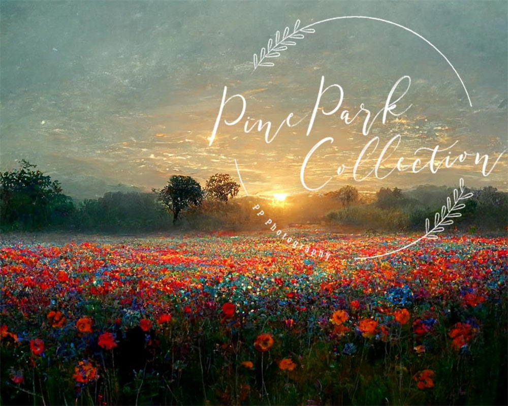 Kate Garten Landschaft Sonnenuntergang Hintergrund von Pine Park Collection - Kate Backdrop.de