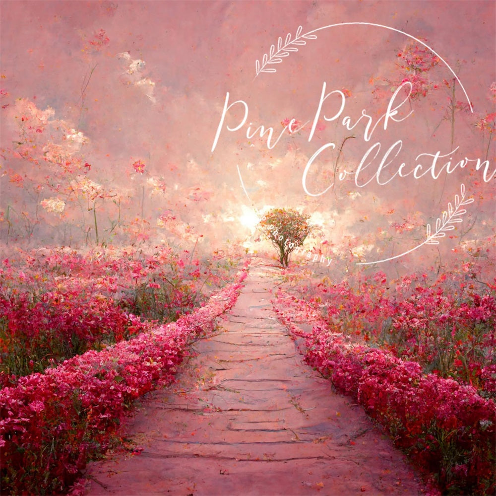 Kate Rosa Blumen Weg Straße Landschaft Hochzeit Hintergrund von Pine Park Collection - Kate Backdrop.de