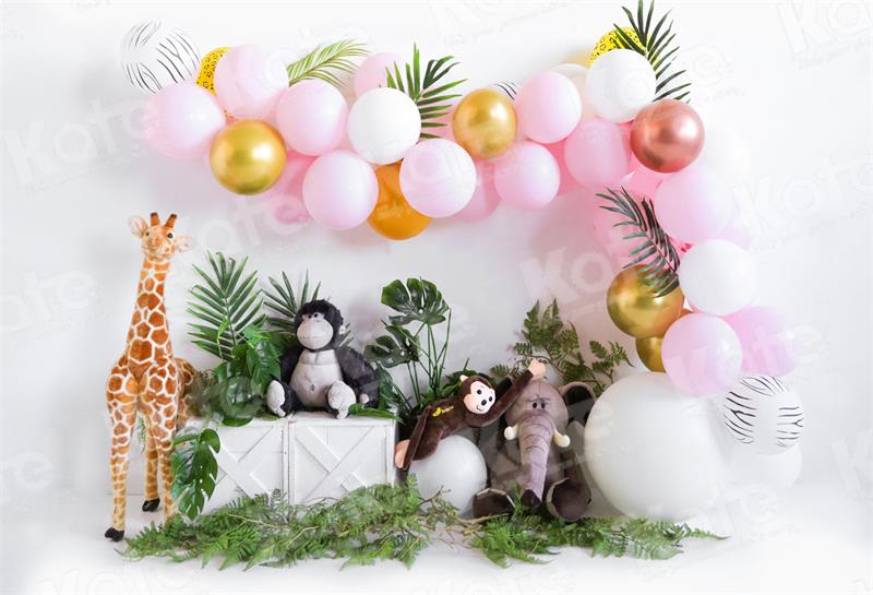 Kate Geburtstag Hintergrund Wildes Tier Luftballons von Uta Mueller Photography - Kate Backdrop.de