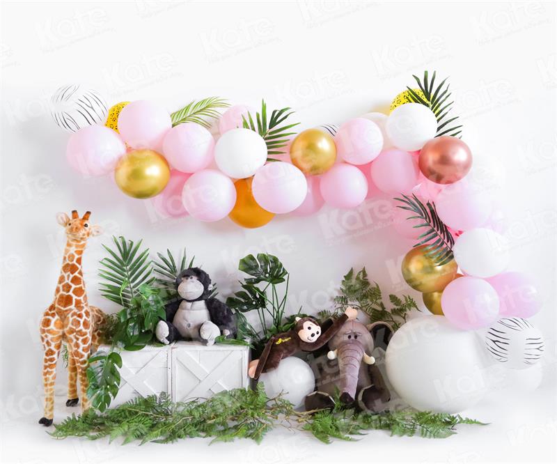 Kate Geburtstag Hintergrund Wildes Tier Luftballons von Uta Mueller Photography - Kate Backdrop.de