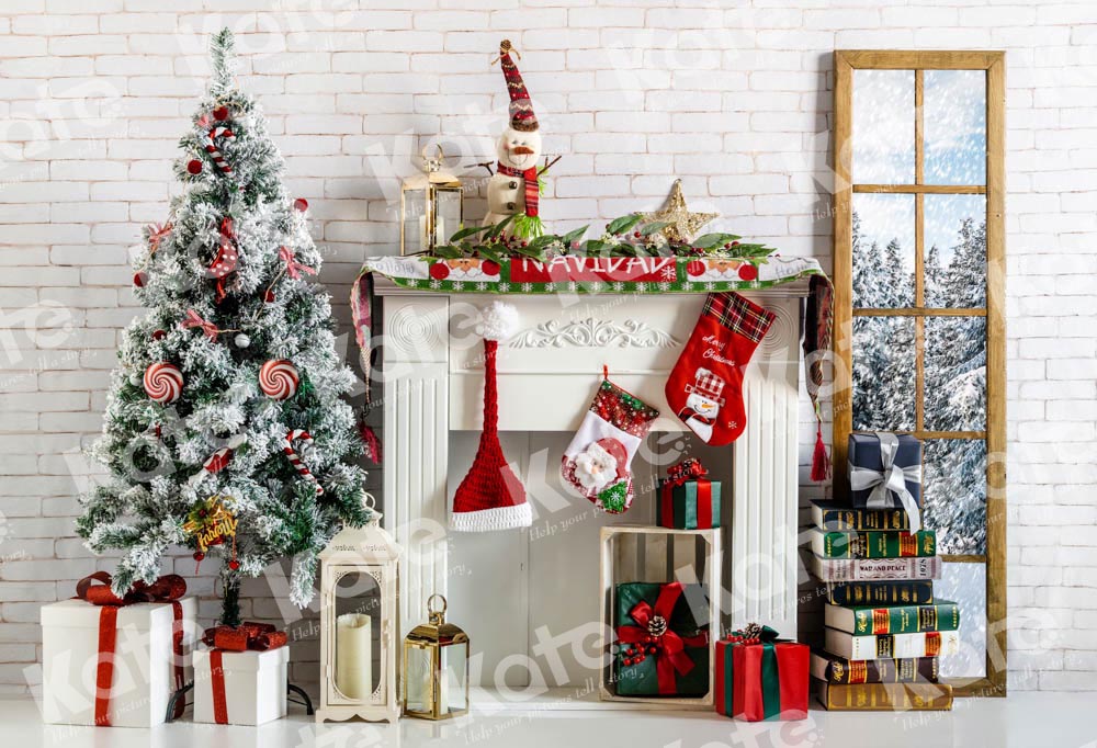 Kate Weihnachten Hintergrund Fenster Kamin von Emetselch - Kate Backdrop.de