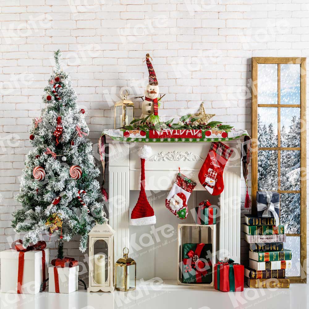 Kate Weihnachten Hintergrund Fenster Kamin von Emetselch - Kate Backdrop.de