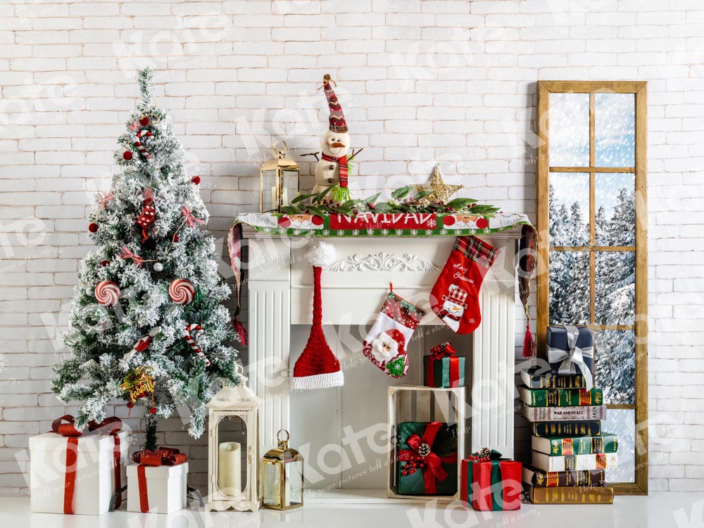 Kate Weihnachten Hintergrund Fenster Kamin von Emetselch - Kate Backdrop.de