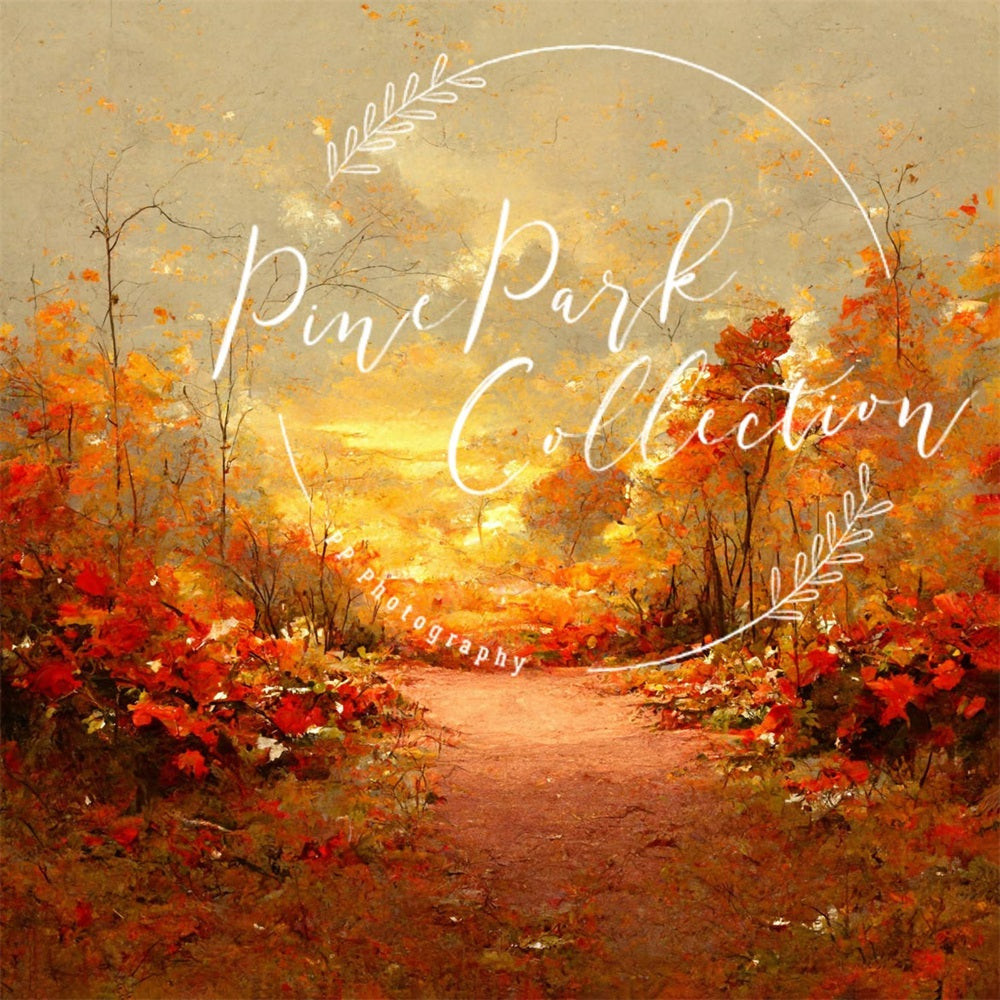 Kate Herbst Himmel Straße Bäume Hintergrund von Pine Park Collection - Kate Backdrop.de