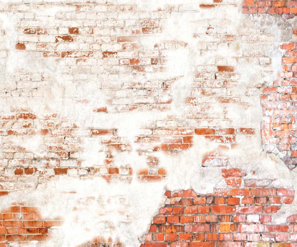 Kate Alt Schäbig Weiß Rot Backstein Wand Hintergrund von Kate