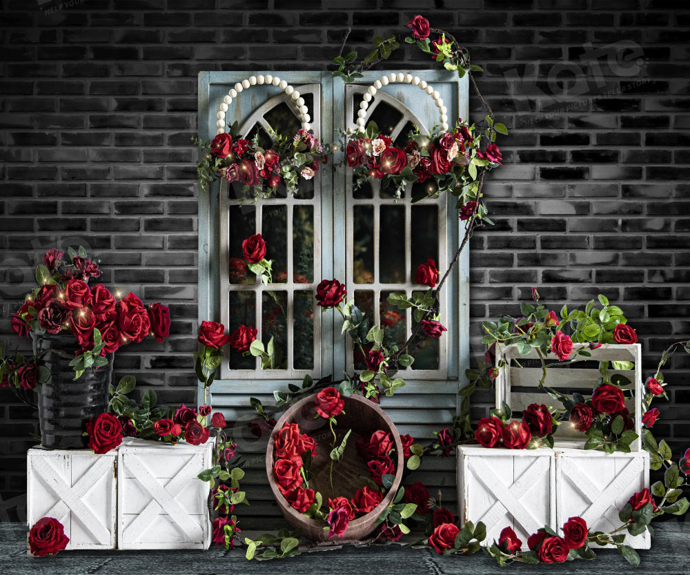 Kate Valentinstag Rose Boho Schwarz Wand Hintergrund für Fotografie - Kate Backdrop.de