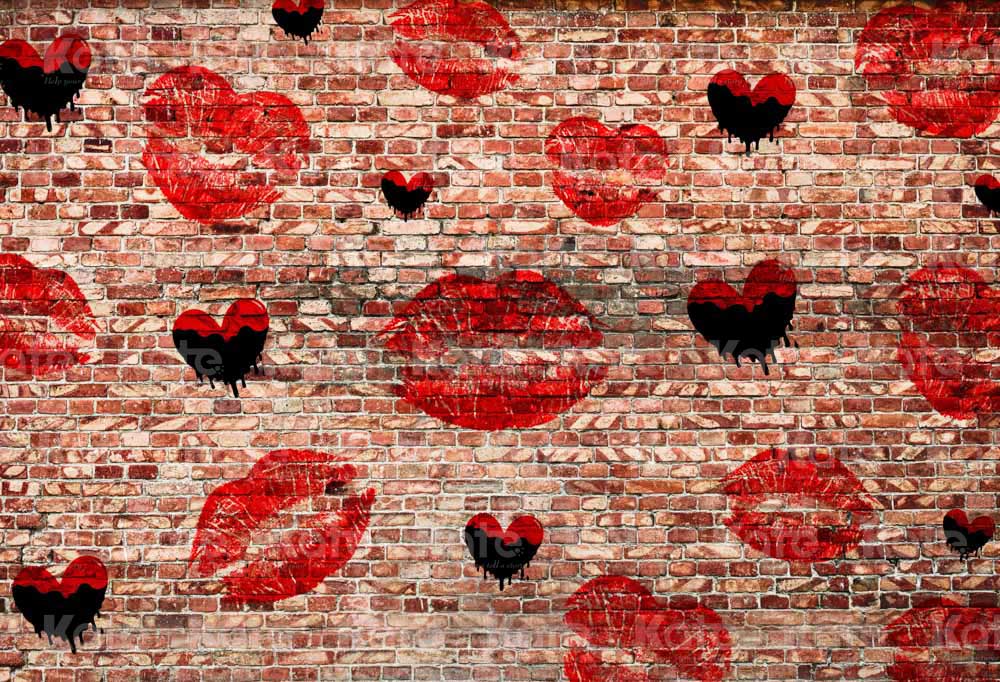 Kate Valentinstag Hintergrund Ziegelwand rot von Chain Photography