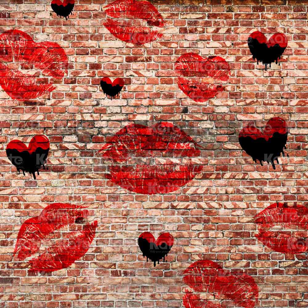 Kate Valentinstag Hintergrund Ziegelwand rot von Chain Photography