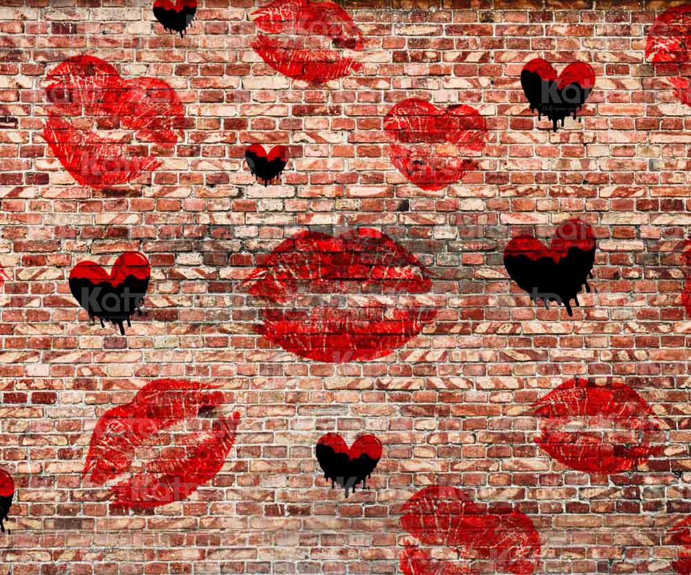 Kate Valentinstag Hintergrund Ziegelwand rot von Chain Photography
