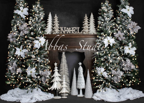 Kate Weihnachten Kamin Zimmer Weihnachtsbäume Hintergrund von Abbas Studio - Kate Backdrop.de