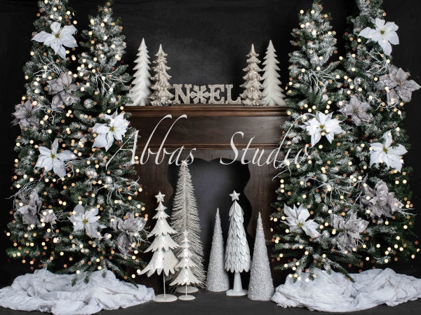 Kate Weihnachten Kamin Zimmer Weihnachtsbäume Hintergrund von Abbas Studio - Kate Backdrop.de