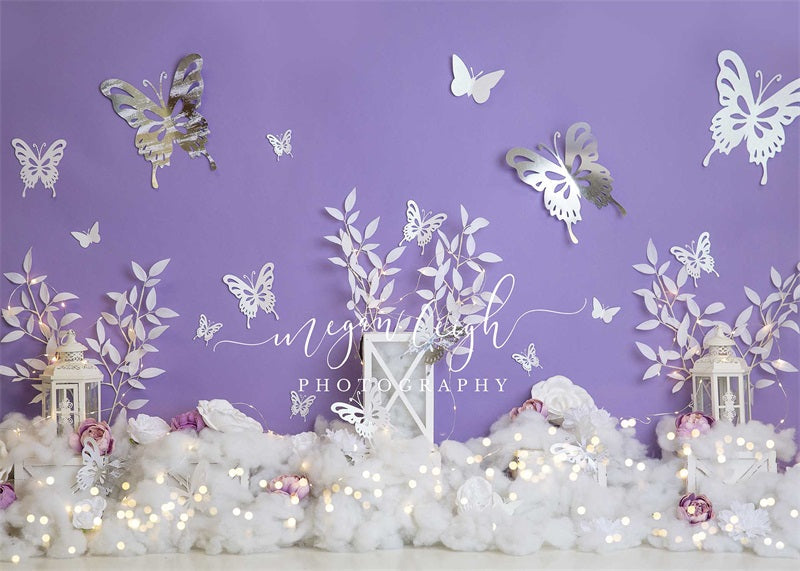 Kate Eisig Schmetterling Violett Hintergrund Winter von Megan Leigh Photography - Kate Backdrop.de