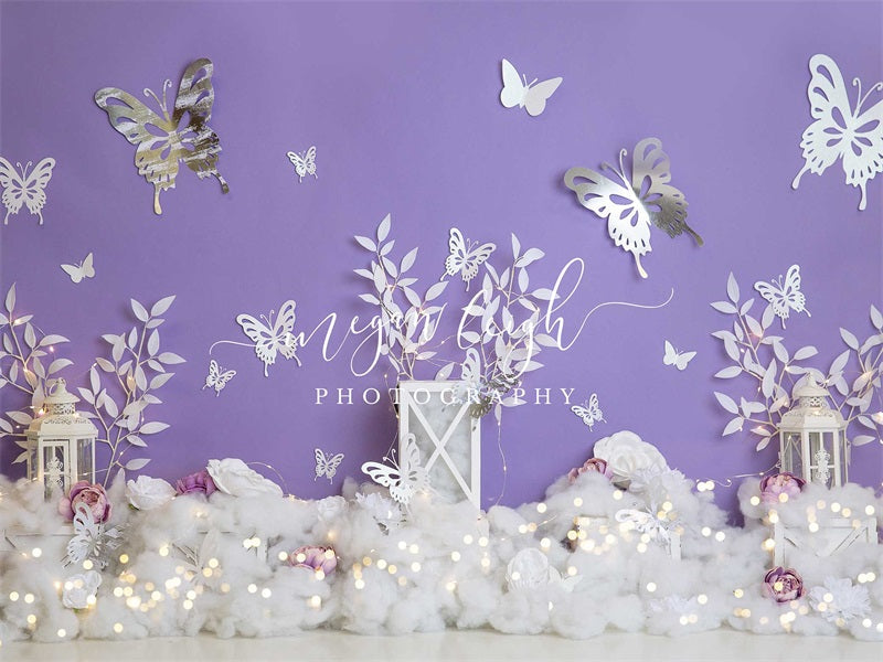 Kate Eisig Schmetterling Violett Hintergrund Winter von Megan Leigh Photography - Kate Backdrop.de