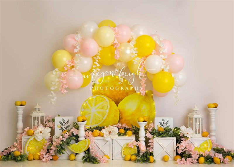 Kate Luftballons Zitrone Mädchen Hintergrund Geburtstag von Megan Leigh Photography