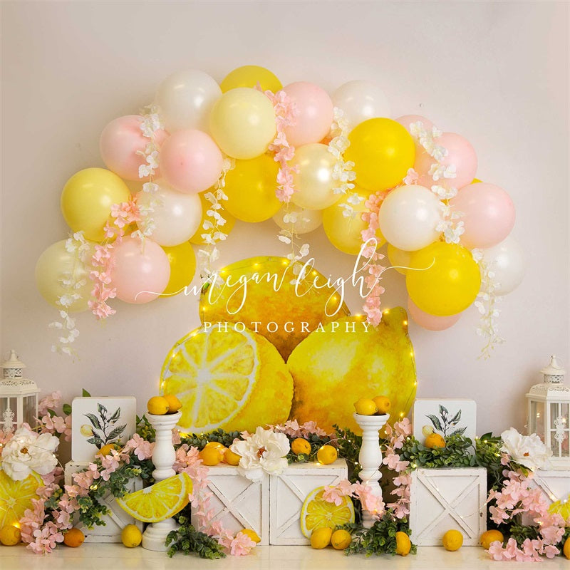 Kate Luftballons Zitrone Mädchen Hintergrund Geburtstag von Megan Leigh Photography