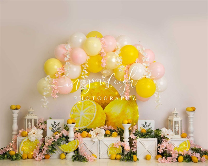 Kate Luftballons Zitrone Mädchen Hintergrund Geburtstag von Megan Leigh Photography