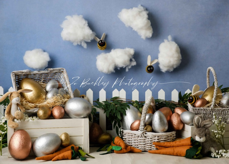 Kate Ostern Hase Hintergrund blau von Jo Buckley Photograph - Kate Backdrop.de