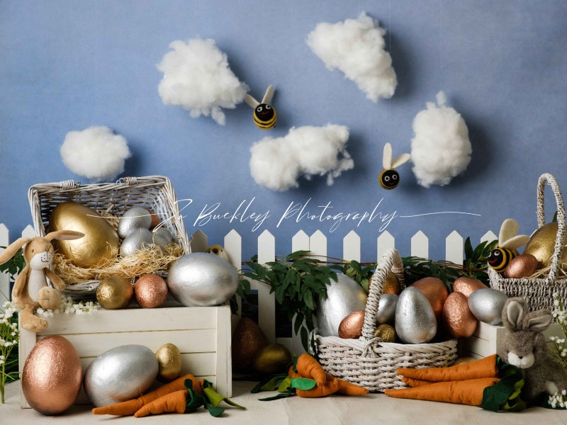 Kate Ostern Hase Hintergrund blau von Jo Buckley Photograph - Kate Backdrop.de