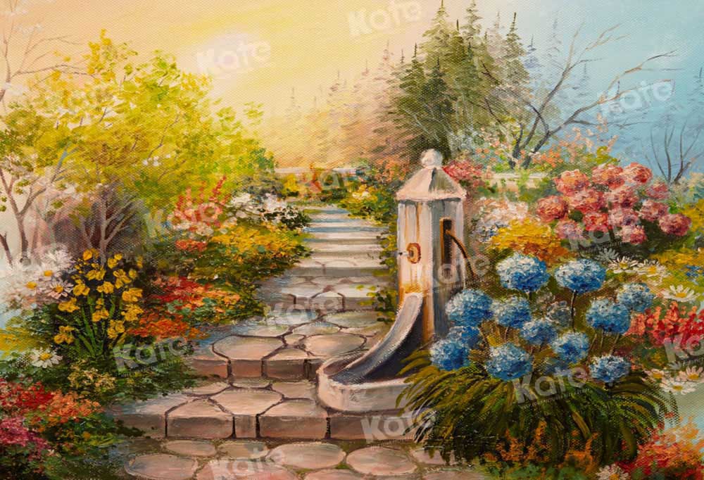 Kate Vintage Blumen Garten Landschaft Hintergrund von Chain Photography