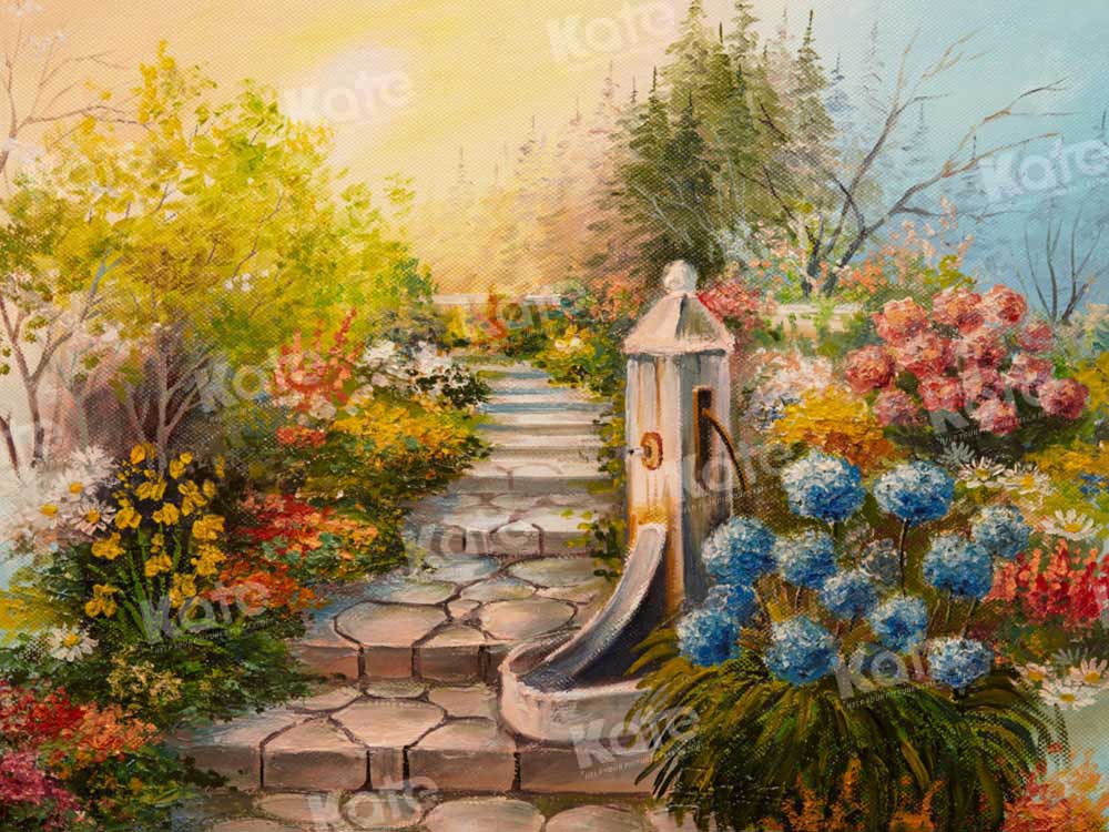 Kate Vintage Blumen Garten Landschaft Hintergrund von Chain Photography