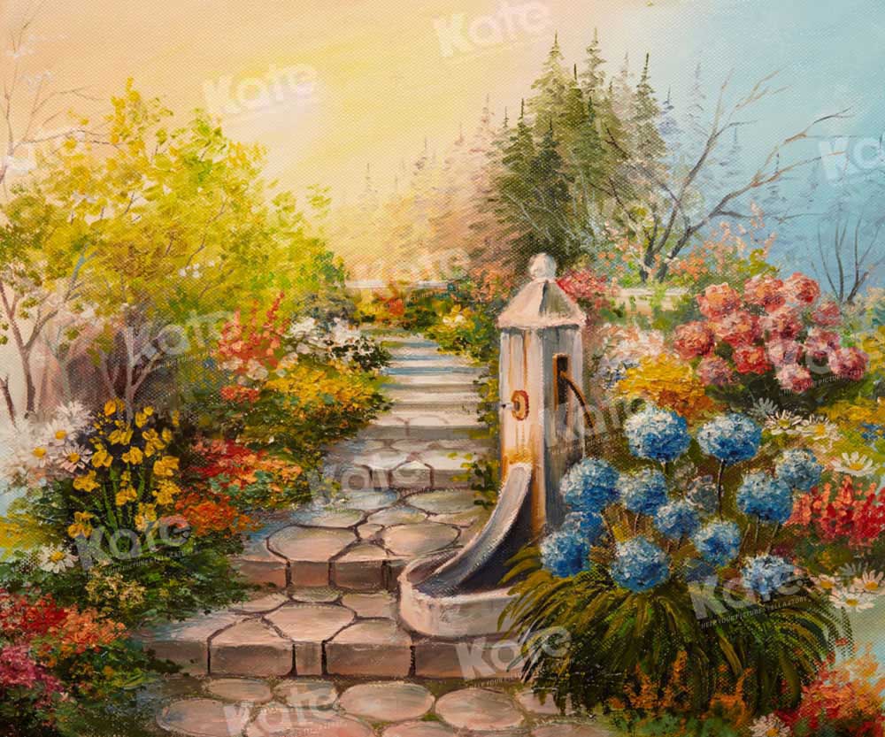 Kate Vintage Blumen Garten Landschaft Hintergrund von Chain Photography