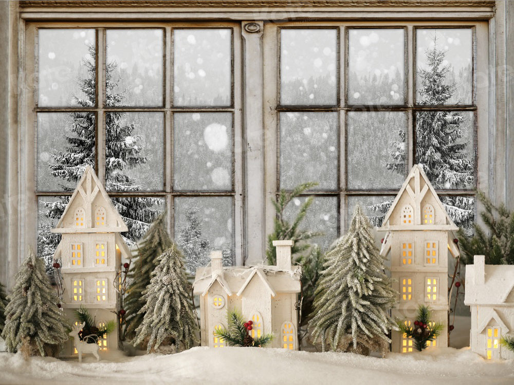 Kate Winter Fenster Weihnachten Bäume Hintergrund für Fotografie - Kate Backdrop.de