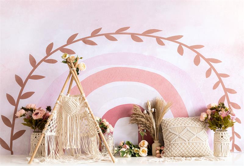 Kate Frühling Boho Regenbogen Zelt Cake Smash Kulisse für Fotografie - Kate Backdrop.de