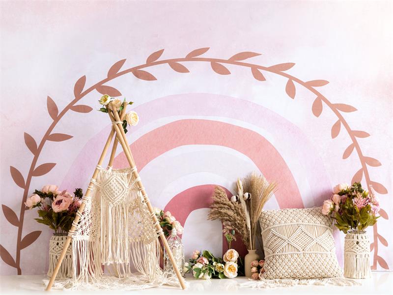 Kate Frühling Boho Regenbogen Zelt Cake Smash Kulisse für Fotografie - Kate Backdrop.de