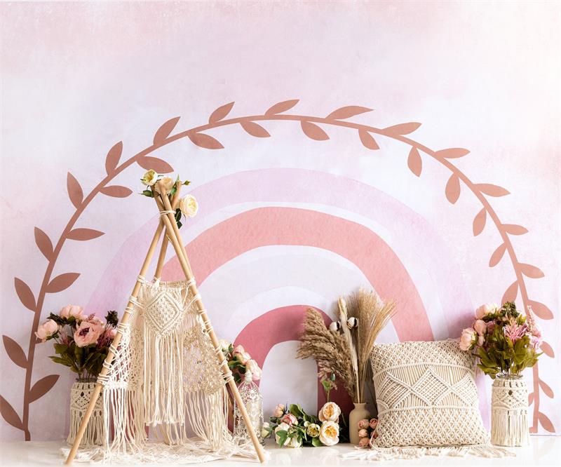 Kate Frühling Boho Regenbogen Zelt Cake Smash Kulisse für Fotografie - Kate Backdrop.de