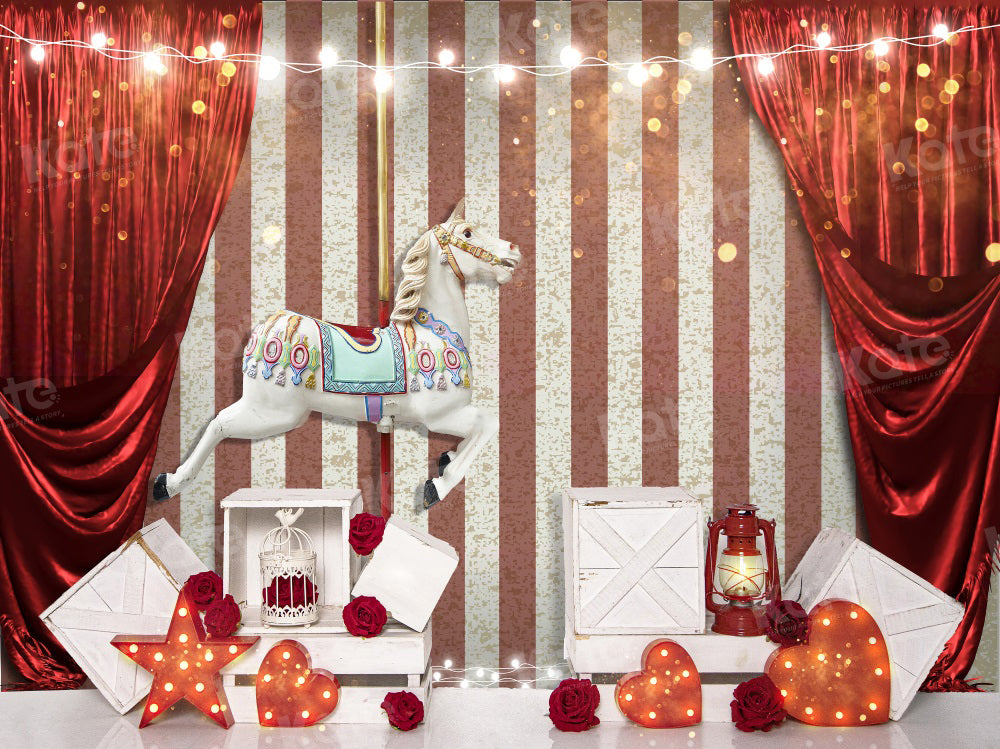 Kate Valentinstag Bühne Trojanisches Pferd Hintergrund für Fotografie - Kate Backdrop.de