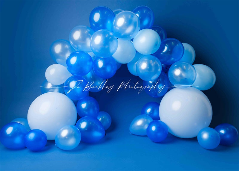 Kate Blau Luftballons Hintergrund Geburtstag von Jo Buckley Photography - Kate Backdrop.de