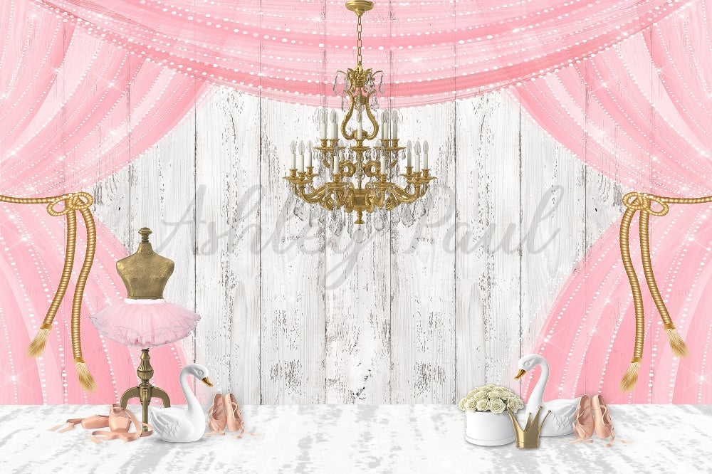 Kate Geburtstag Rosa Ballett-Bühnenhintergrund von Ashley Paul - Kate Backdrop.de