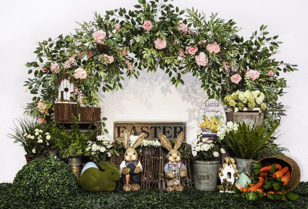 Kate Ostern Blumen Bogen Hase Garten Hintergrund für die Fotografie - Kate Backdrop.de