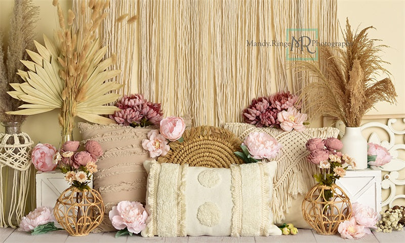 Kate Floral Boho Makramee Hintergrundkulisse von Mandy Ringe Photography - Kate Backdrop.de